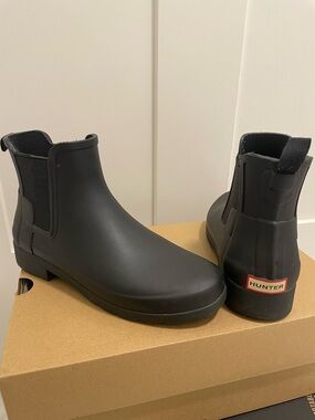 Hunter Original Chelsea Rain Boots Black Matte Women’s 6 EU37 Waterproof